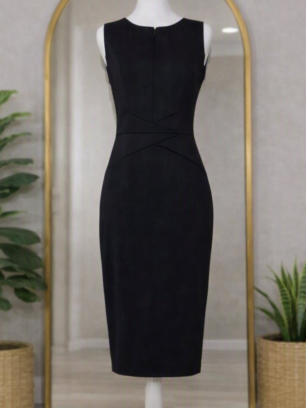 VFSHOW Women’s Black Front-Zipper Bodycon Sheath Dress Size Small